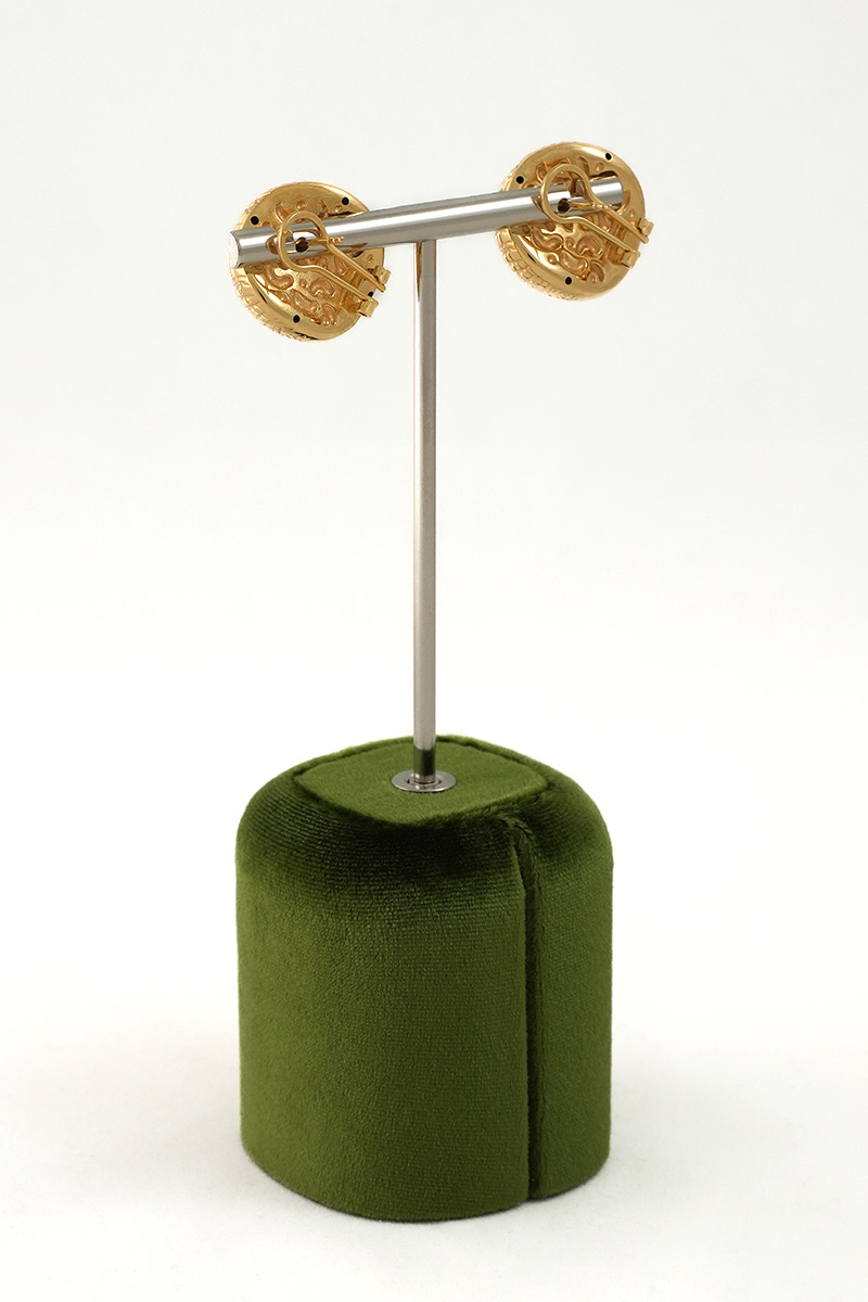 18K Gold Textured Dome Earrings - High Wieght - Image 3