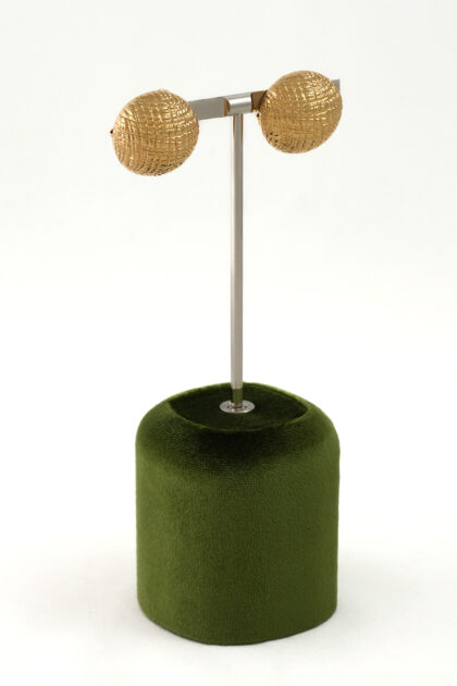18K Gold Textured Dome Earrings - High Wieght