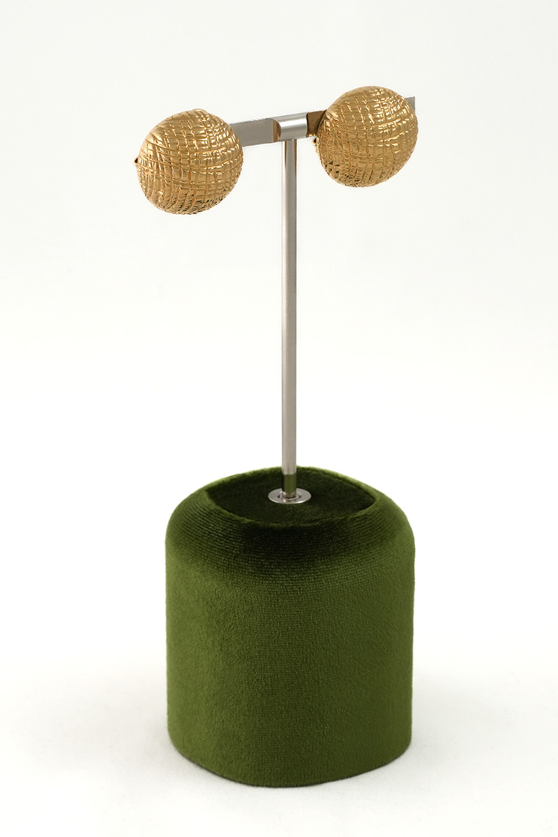 18K Gold Textured Dome Earrings - High Wieght