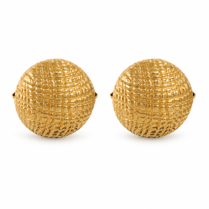 18K Gold Textured Dome Earrings - High Wieght