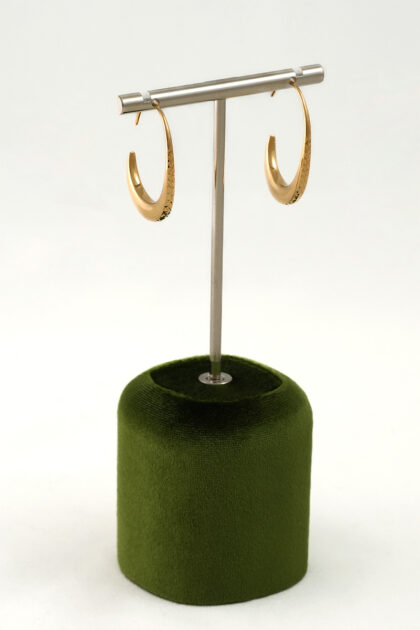 18K Gold Textured Hoop Earrings