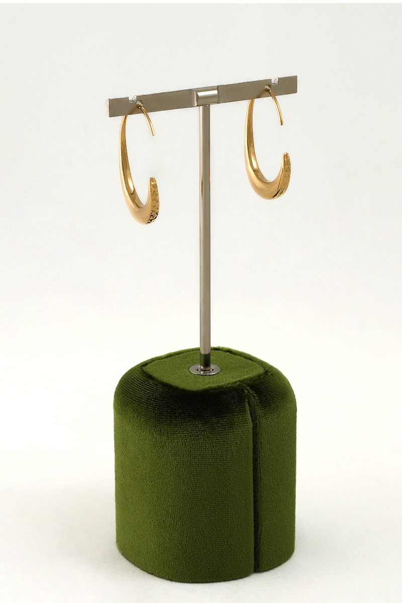 18K Gold Textured Hoop Earrings - Image 2