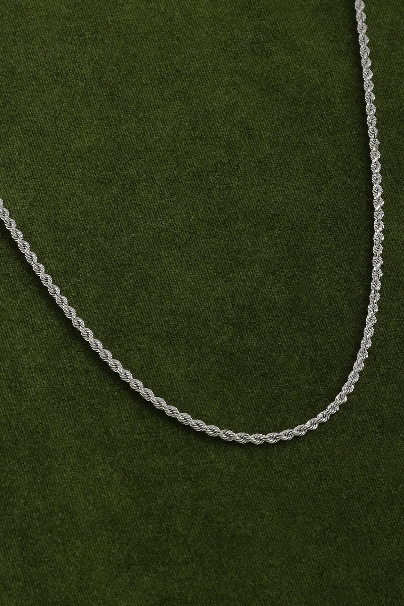 Heavy White Gold Rope Chain Necklace - Pure Luxury Twisted Design - Image 2