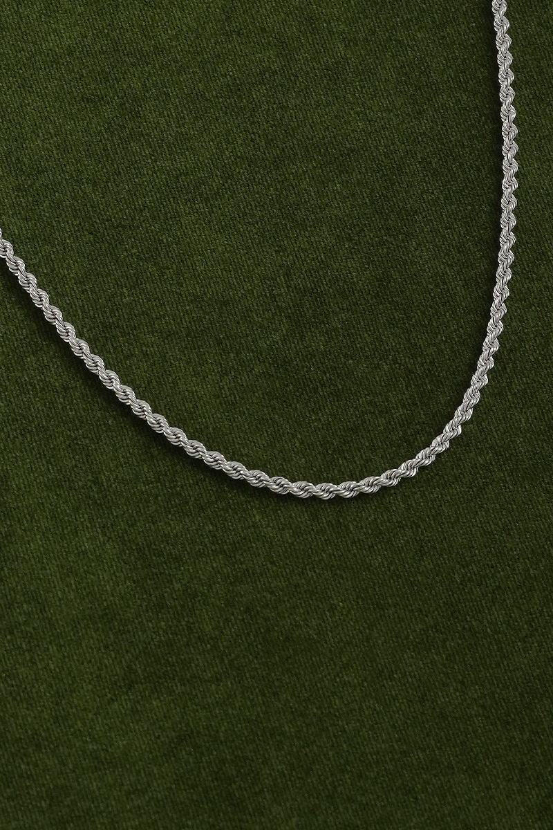 White Gold Rope Chain Necklace - Image 2