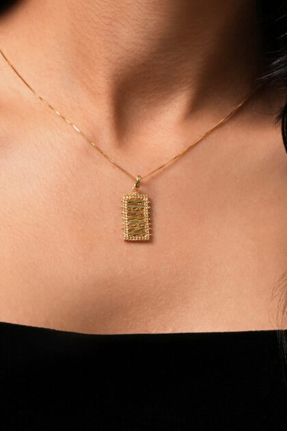 18K Gold Textured Pendant