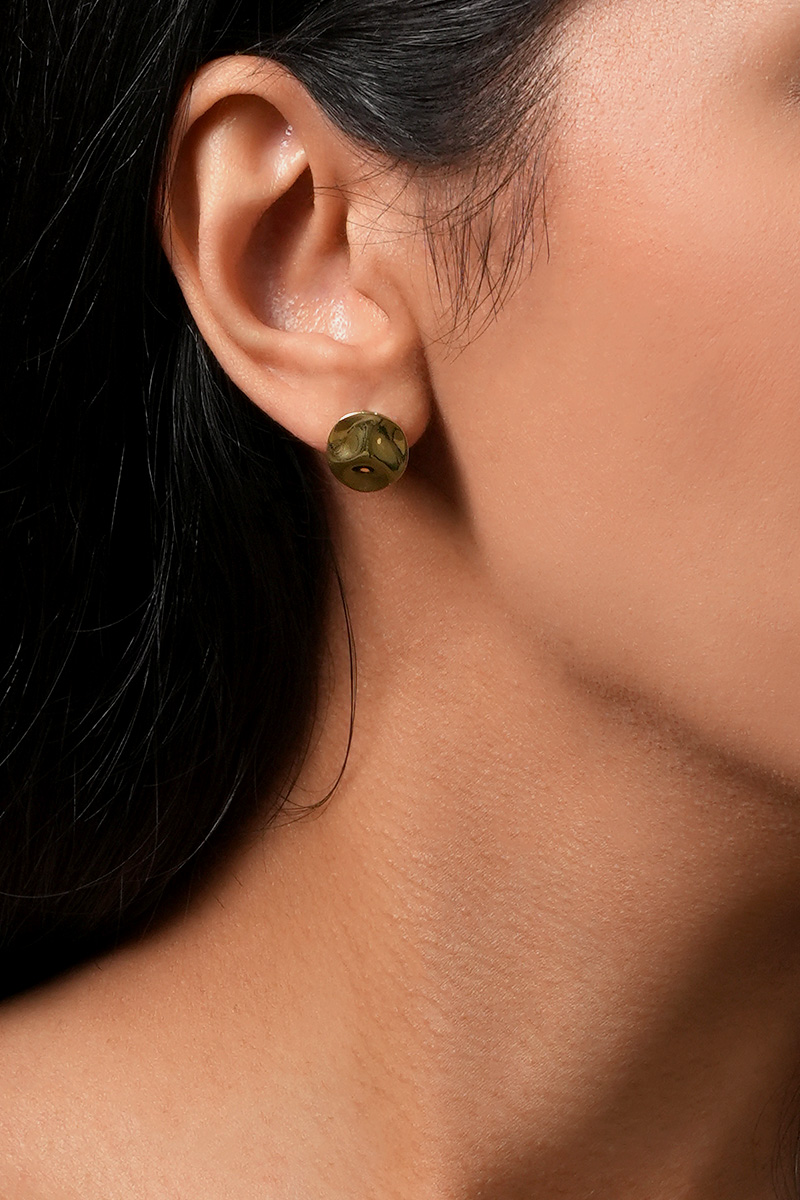 Italian Polished 18k Gold Stud Earrings