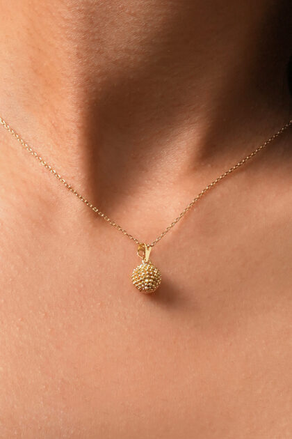 Textured 18k Gold Ball Pendant