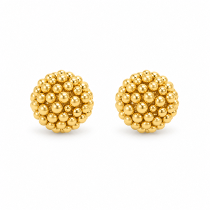 18K Gold Textured Stud Earrings