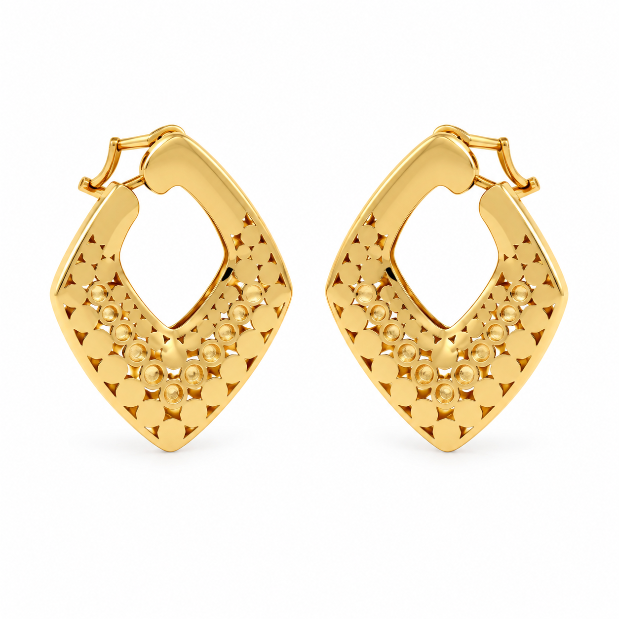 18K Gold Statement Hoop Earrings - High Wieght