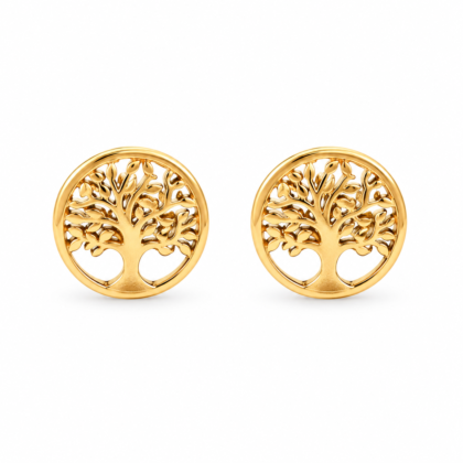 18K Gold Tree of Life Stud Earrings