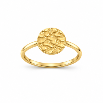 18K Gold Textured Statement Ring