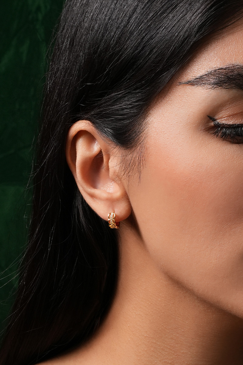 18K Gold Crystal Hoop Earrings for - Image 4