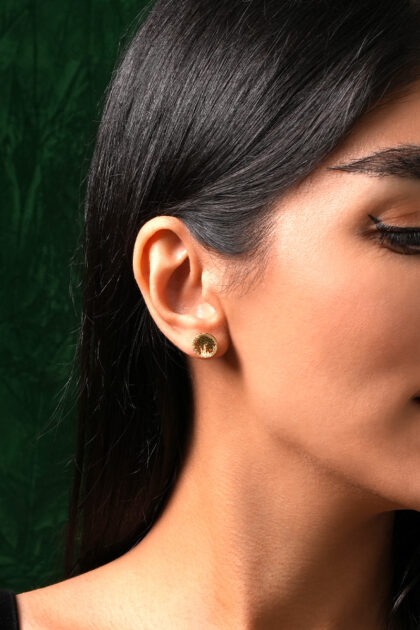 18K Gold Textured Stud Earrings