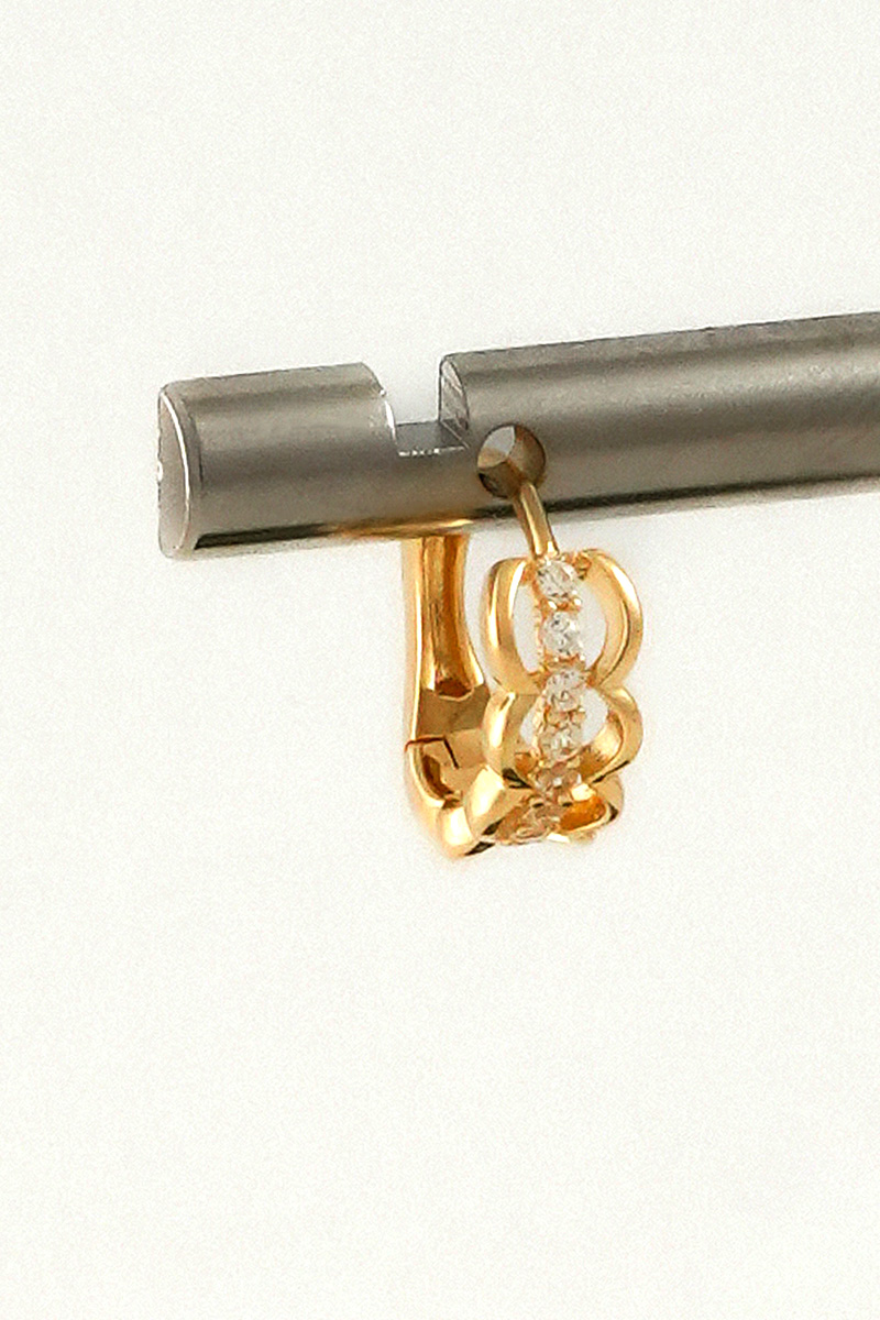 18K Gold Crystal Hoop Earrings for - Image 2