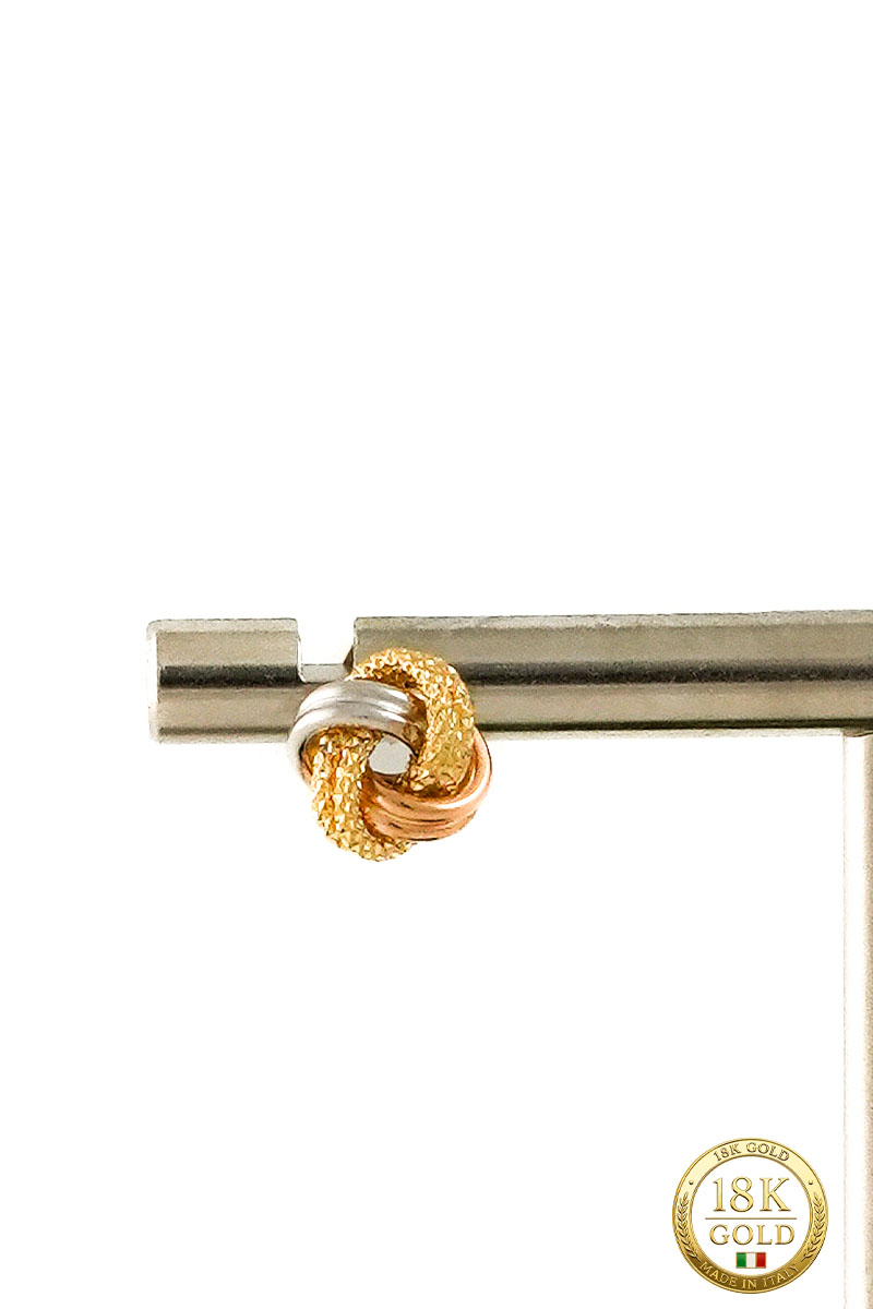 18K Gold Italian Tri-Color Knot Stud Earrings - MER ER 002 - Image 3