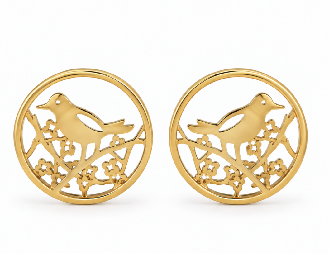 Luxury 18K Gold Bird Design Earrings