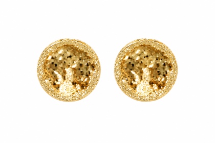 18K Gold Textured Stud Earrings