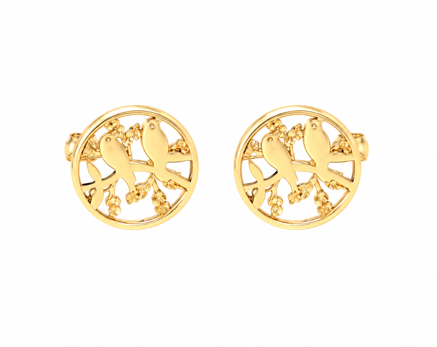 18K Gold Floral Stud Earrings