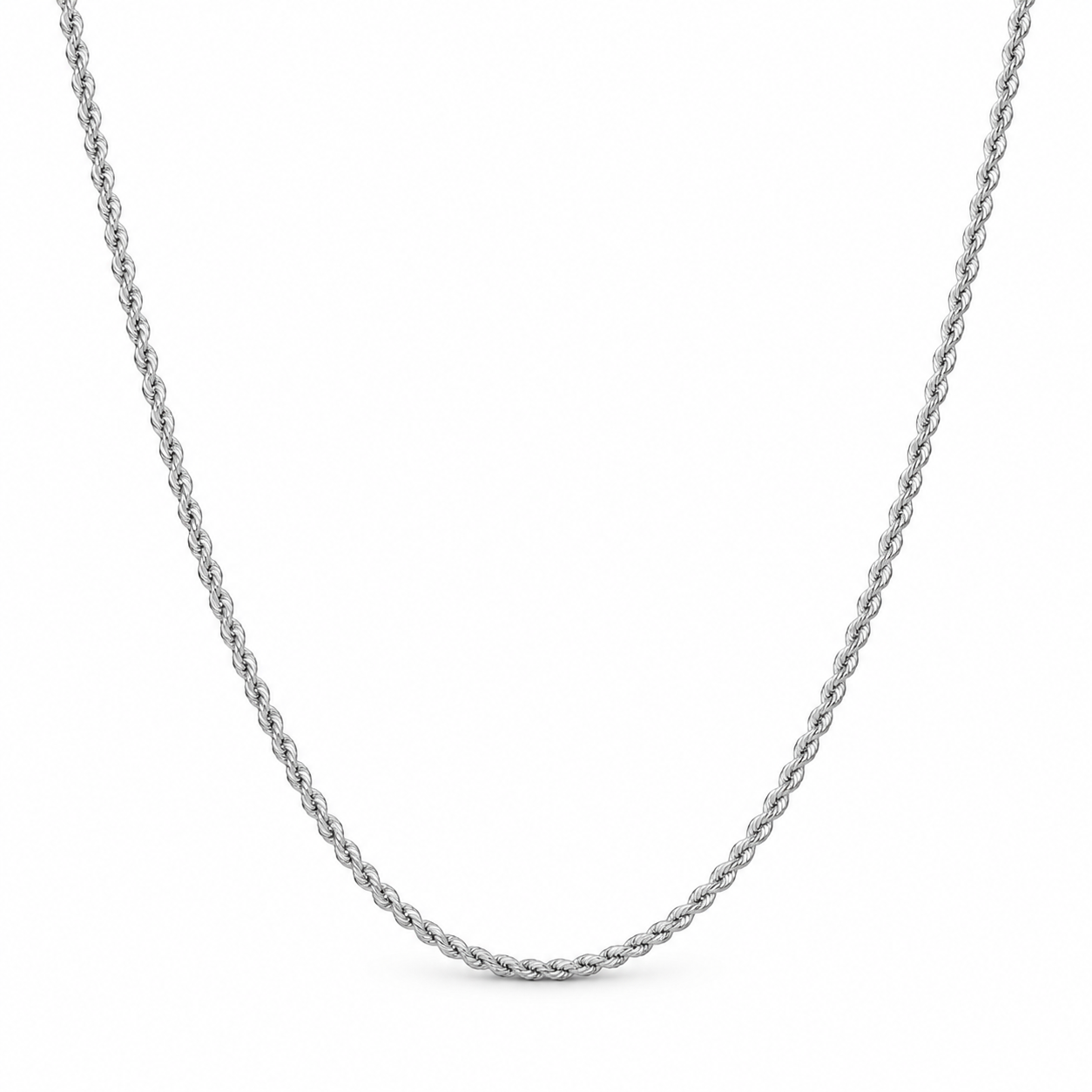Heavy White Gold Rope Chain Necklace - Pure Luxury Twisted Design